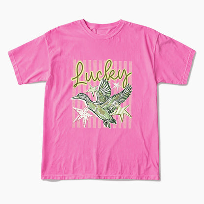 Flying Mallard Duck Lucky Striped T Shirts