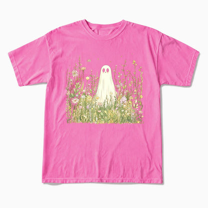 Cute Ghost with Wildflowers T Shirts