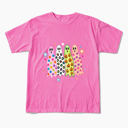 Colorful Leopard Ghost Halloween T Shirts