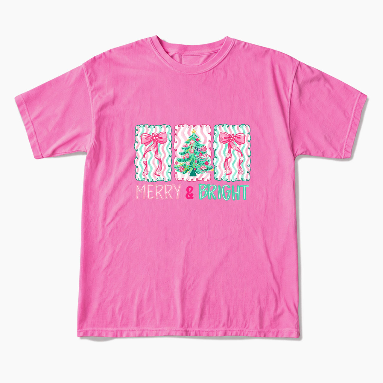 Merry Bright Floral Coquette Christmas T Shirts