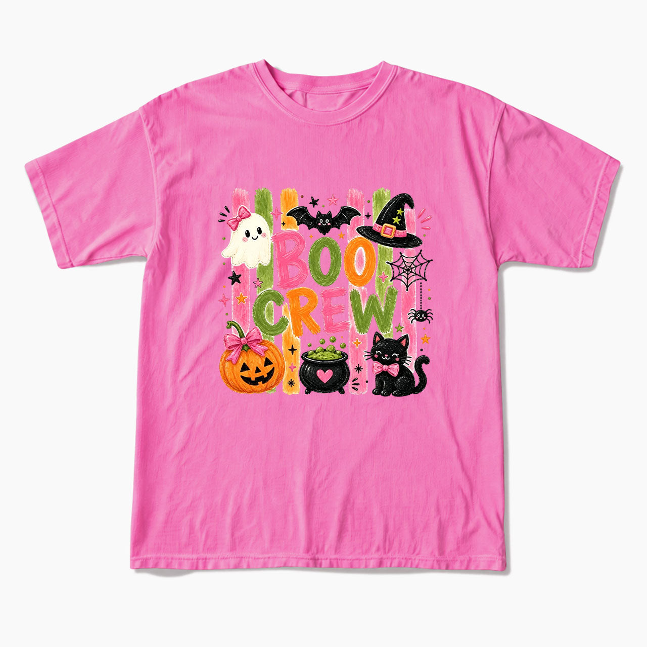 Striped Boo Crew Halloween T Shirts