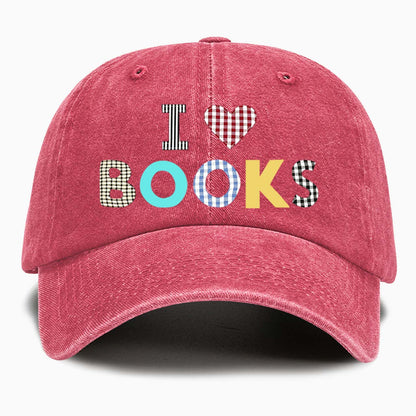 I Love Books Washed Baseball Cap