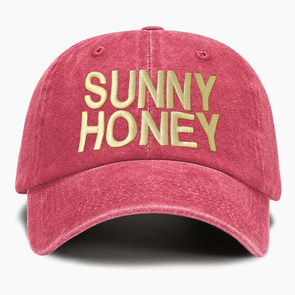 Embroidered Sunny Honey Washed Baseball Cap