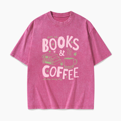 Books and Coffee Washed Tees