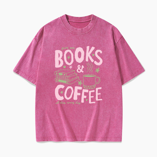 Books and Coffee Washed Tees