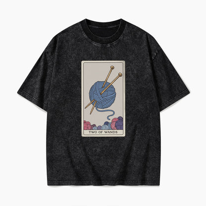 Two of Wands Tarot Card Washed Tees