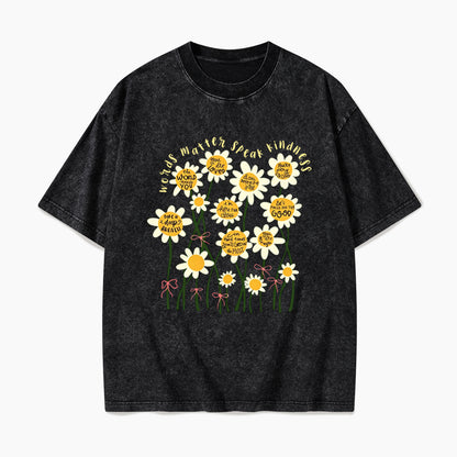 Daisy Flower Motivation Saying Washed Tees