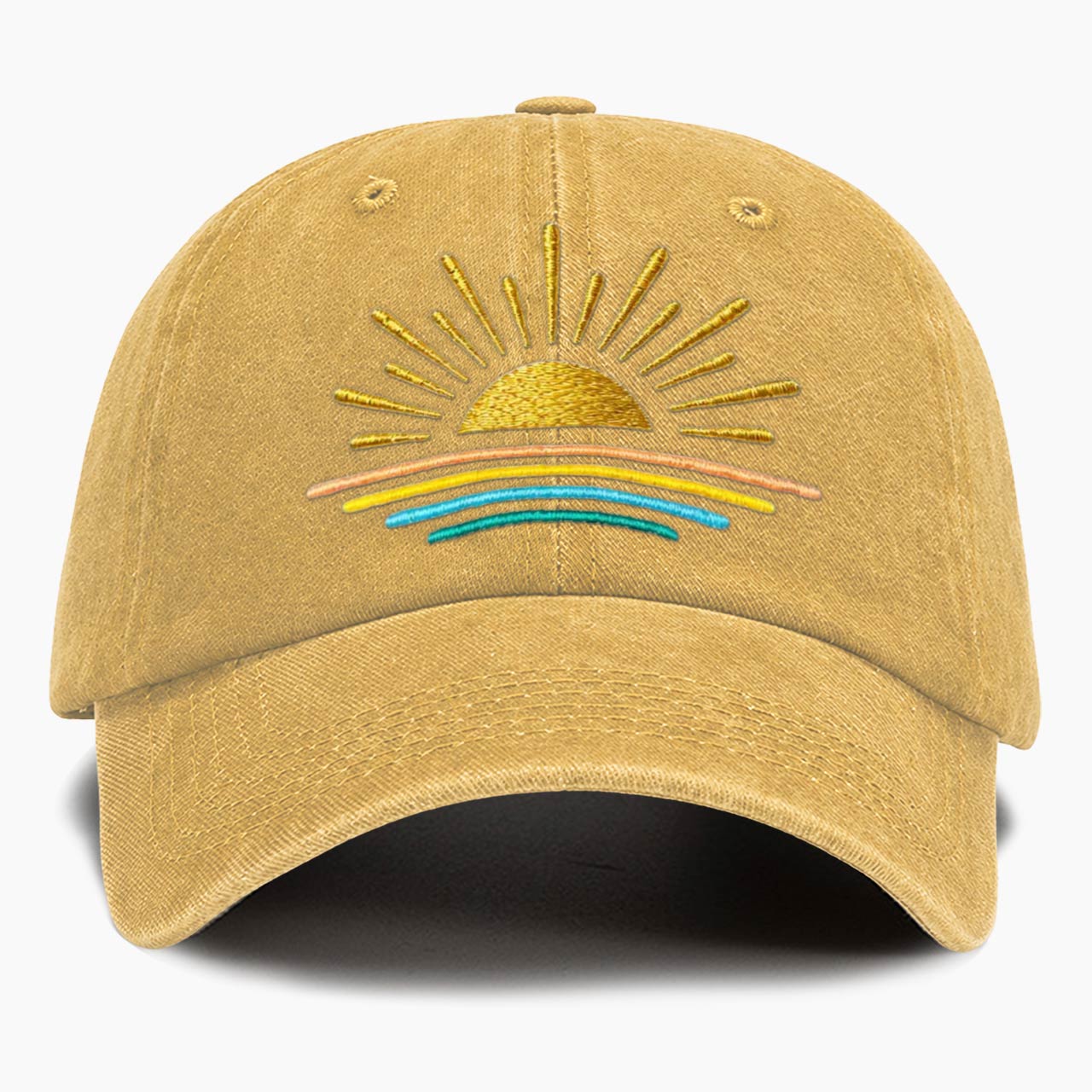 Embroidered Sunset Washed Baseball Cap