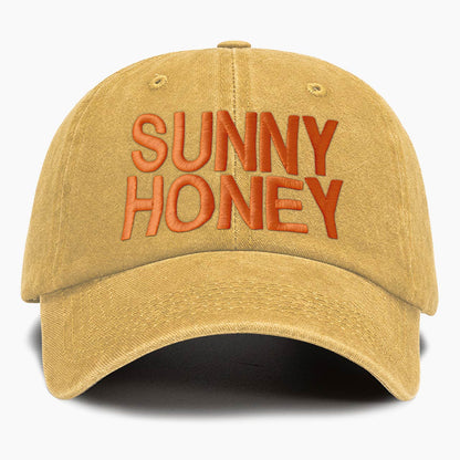 Embroidered Sunny Honey Washed Baseball Cap