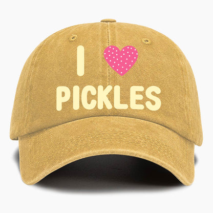 I Love Pickles Washed Baseball Cap
