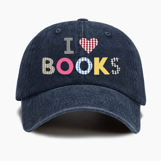 I Love Books Washed Baseball Cap