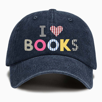 I Love Books Washed Baseball Cap
