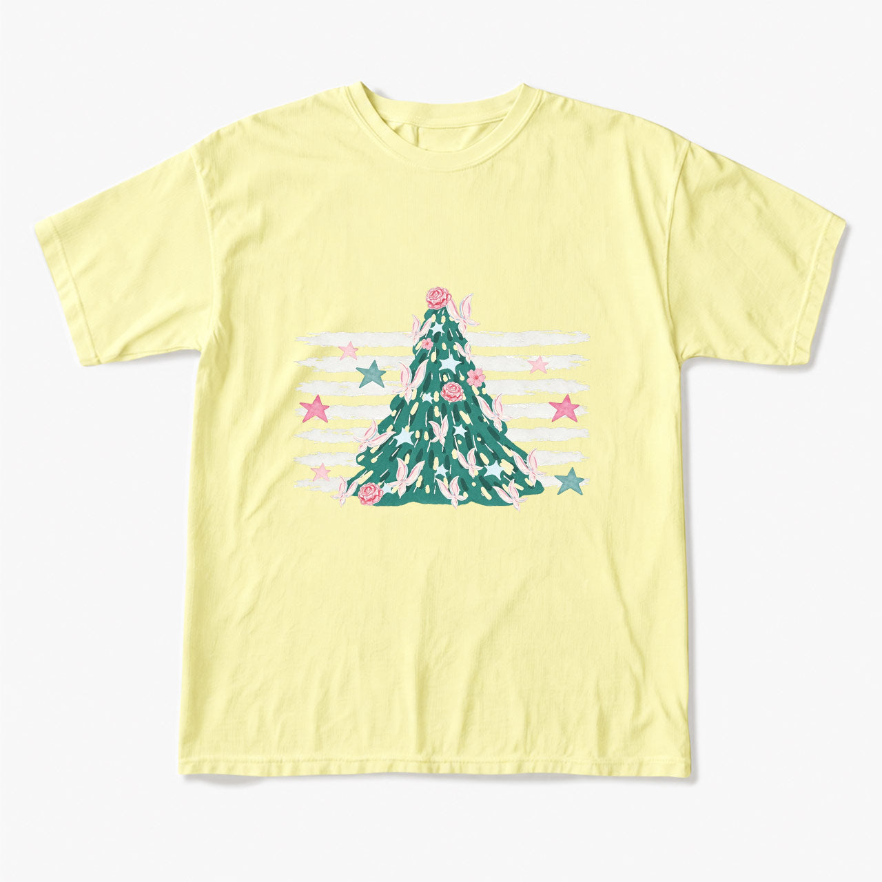 Pink Striped Christmas Tree Christmas T Shirts