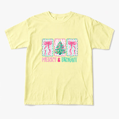 Merry Bright Floral Coquette Christmas T Shirts