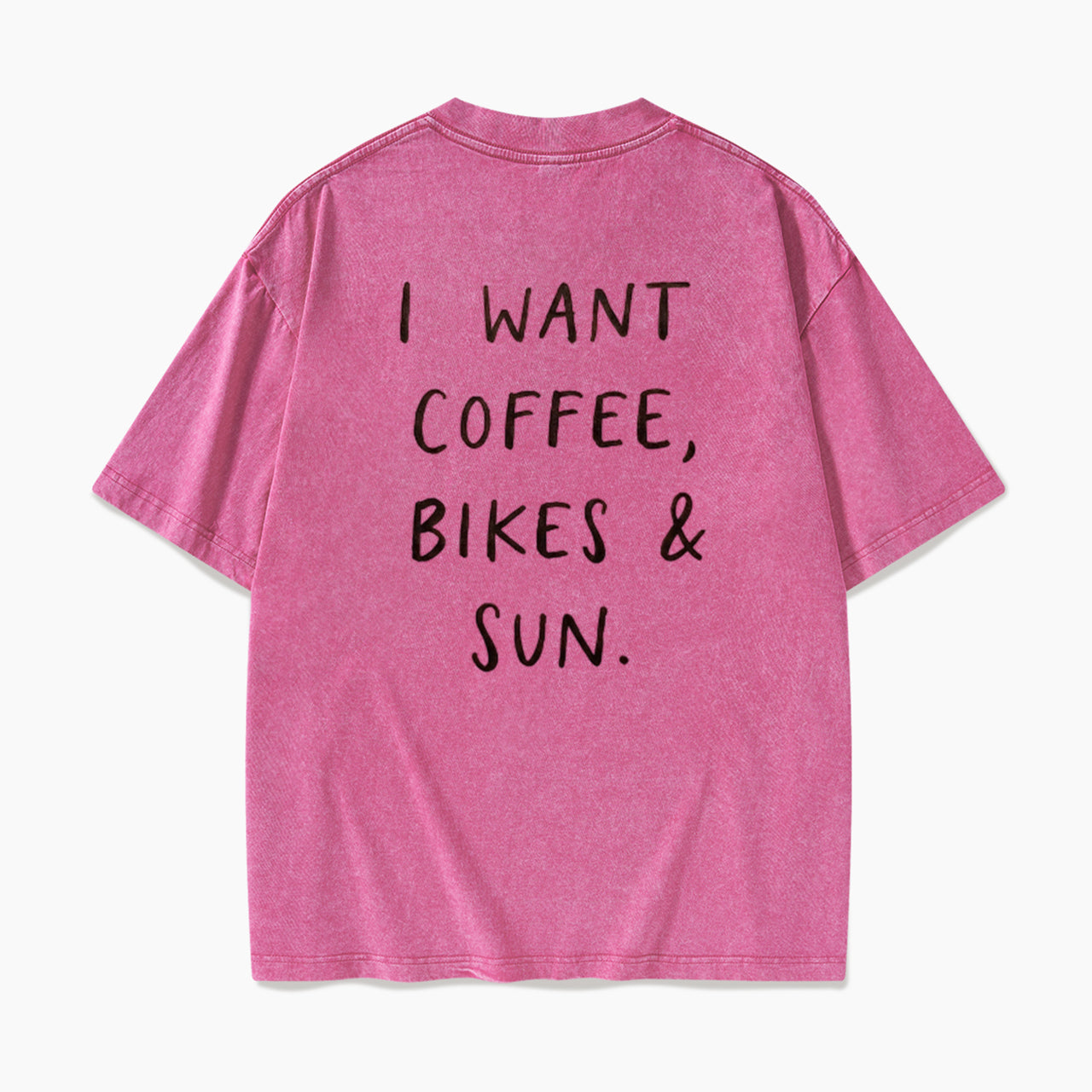 I Want Coffee Bikes and Sun Back Design Washed Tees