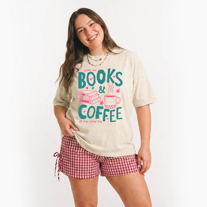 Books and Coffee Washed Tees