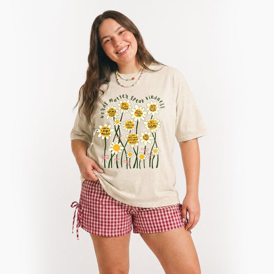 Daisy Flower Motivation Saying Washed Tees
