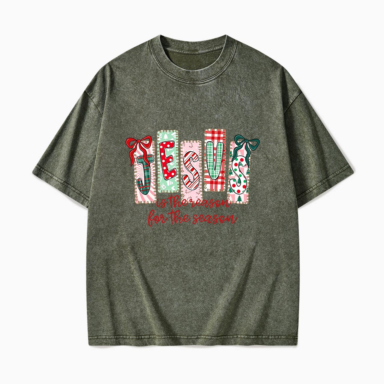 Jesus Is The Reason For The Season Christmas Washed Tees