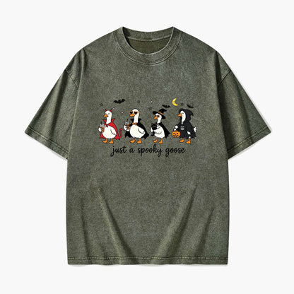 Just a Spooky Goose Halloween Washed Tees