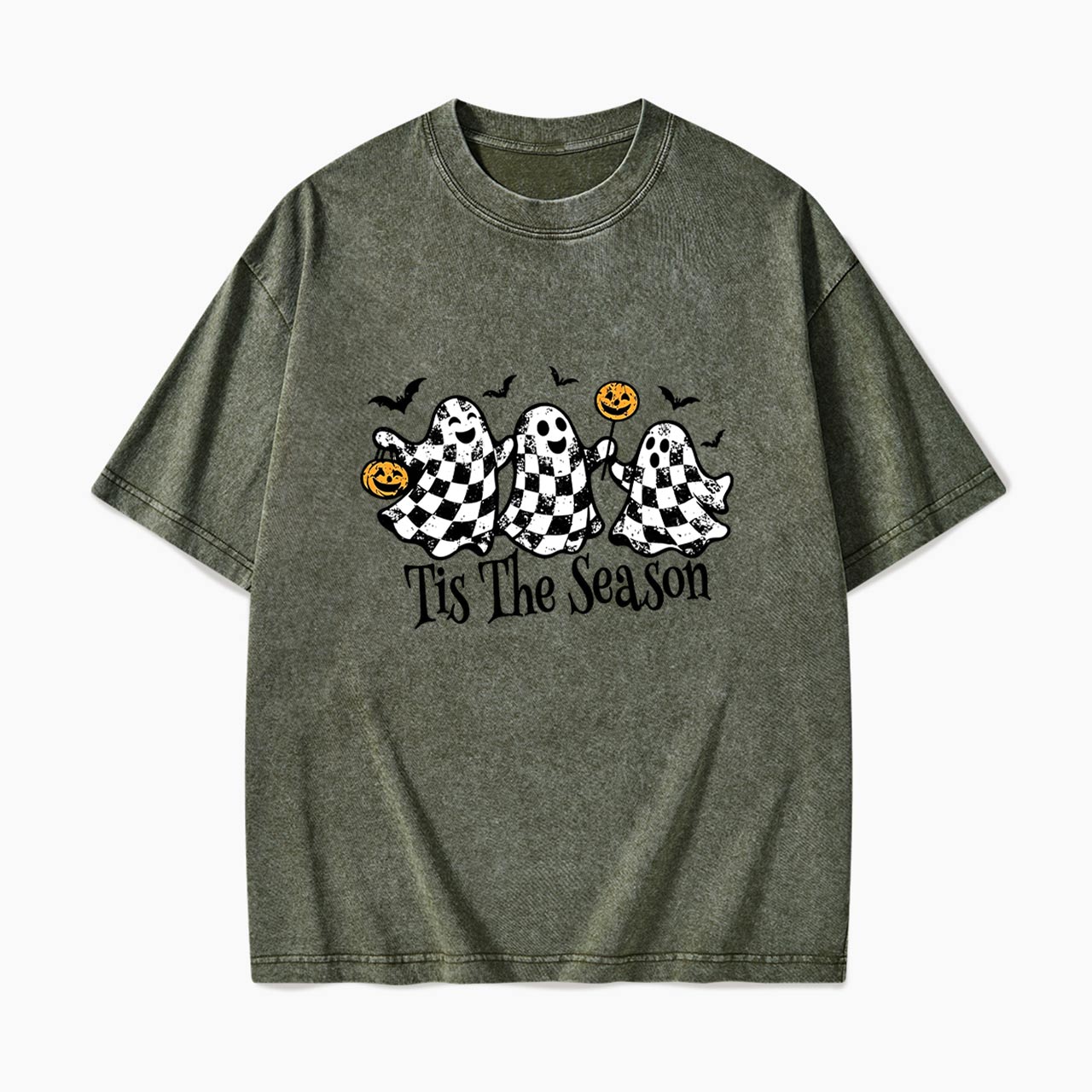 Ghosts Tis The Season Halloween Washed Tees