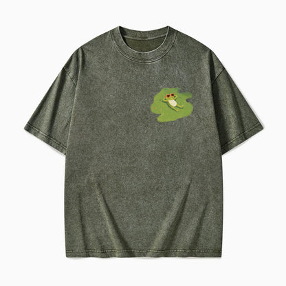 Cute Chill Frog Washed Tees