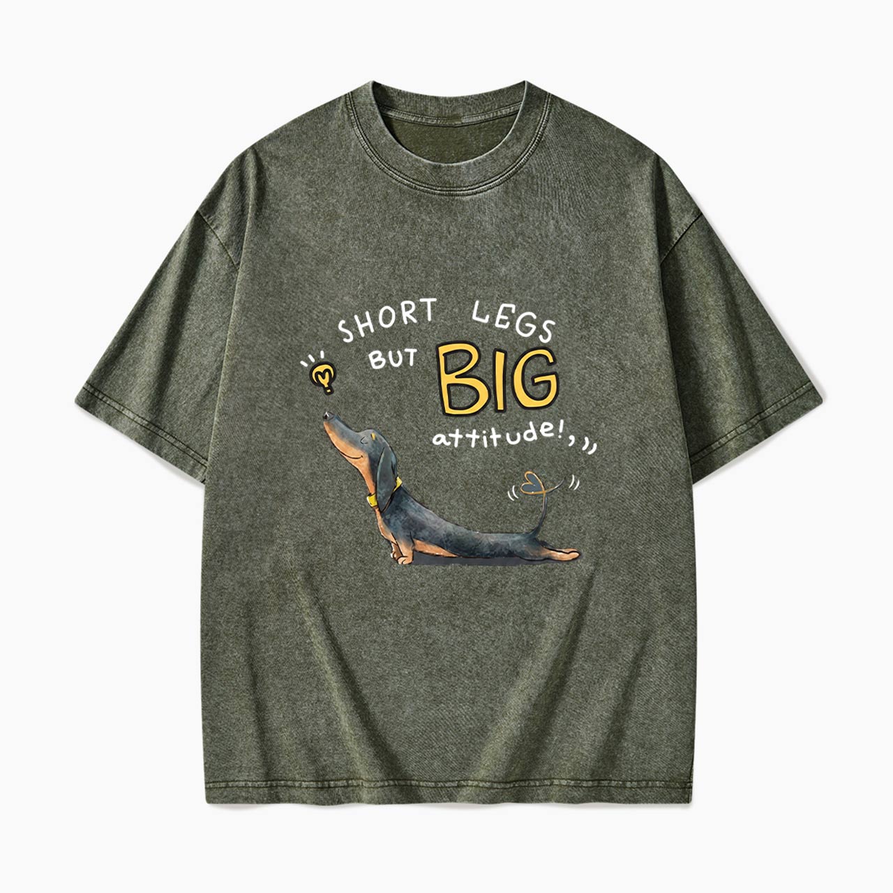 Short Legs But Big Attitude Wiener Dog Washed Tees