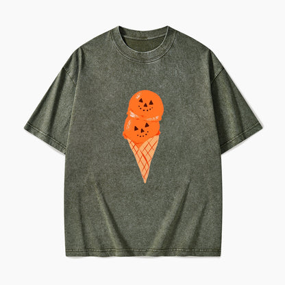 Pumpkin Spice Ice Cream Halloween Washed Tees