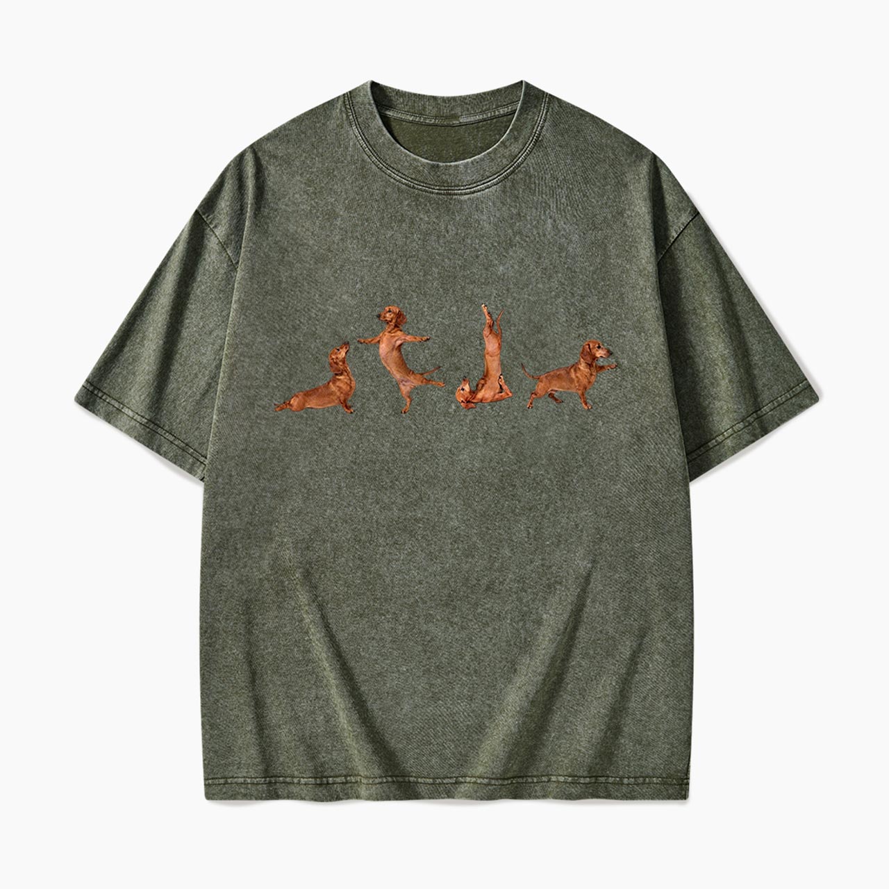 Yoga Dachshunds Washed Tees
