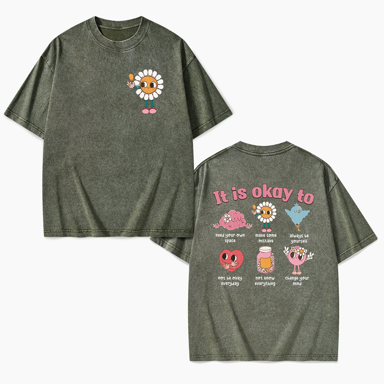 It is Okay To Two Sides Washed Tees