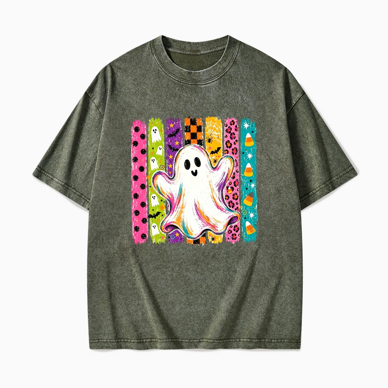 Rainbow Ghost Halloween Washed Tees