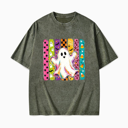 Rainbow Ghost Halloween Washed Tees