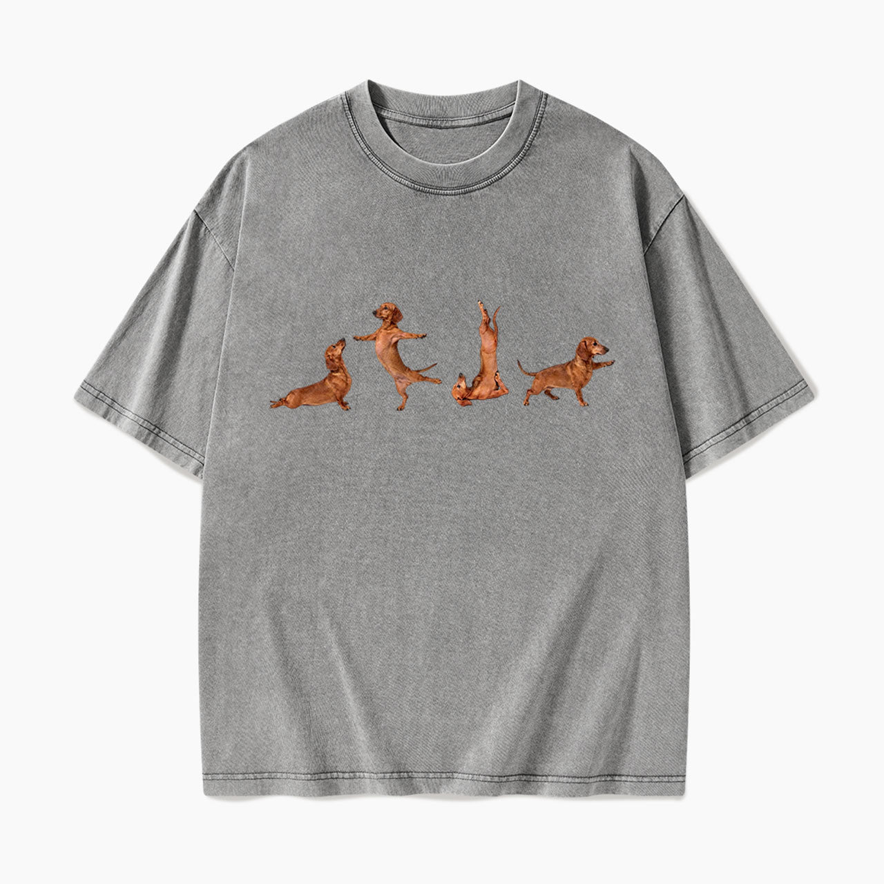 Yoga Dachshunds Washed Tees