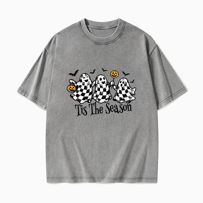Ghosts Tis The Season Halloween Washed Tees