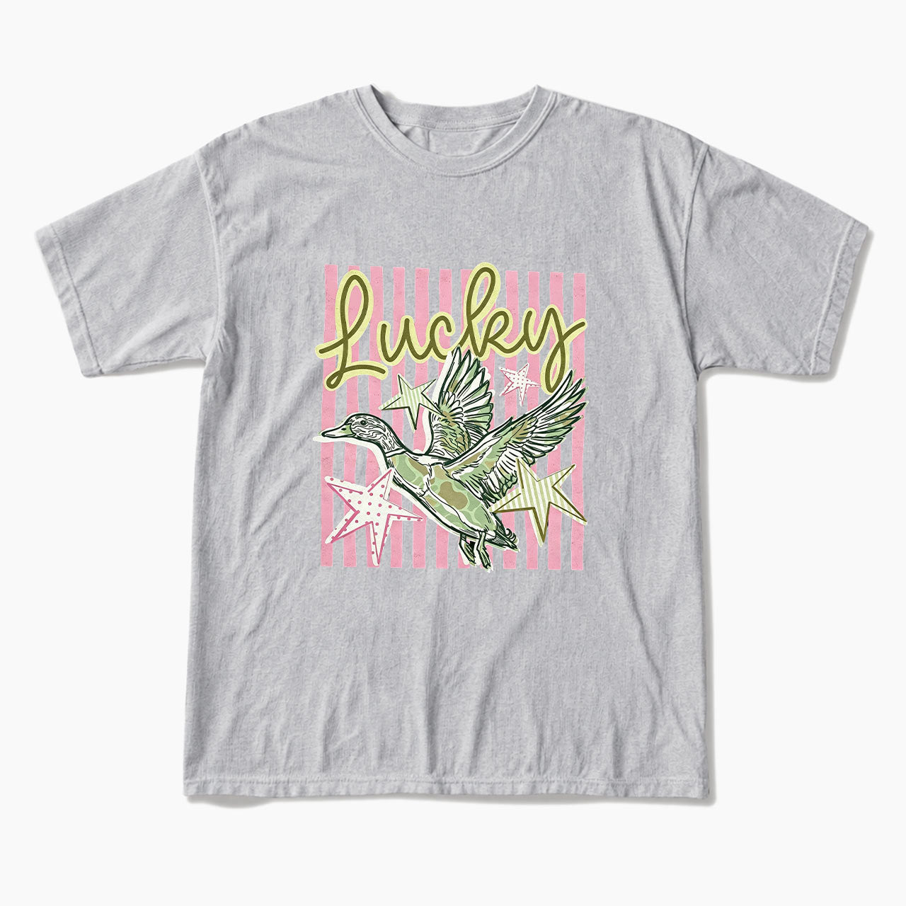 Flying Mallard Duck Lucky Striped T Shirts