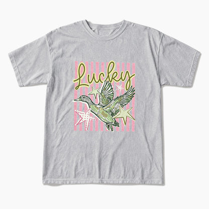 Flying Mallard Duck Lucky Striped T Shirts