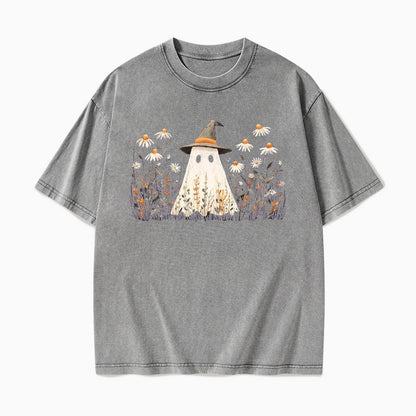 Floral Ghost Halloween Washed Tees
