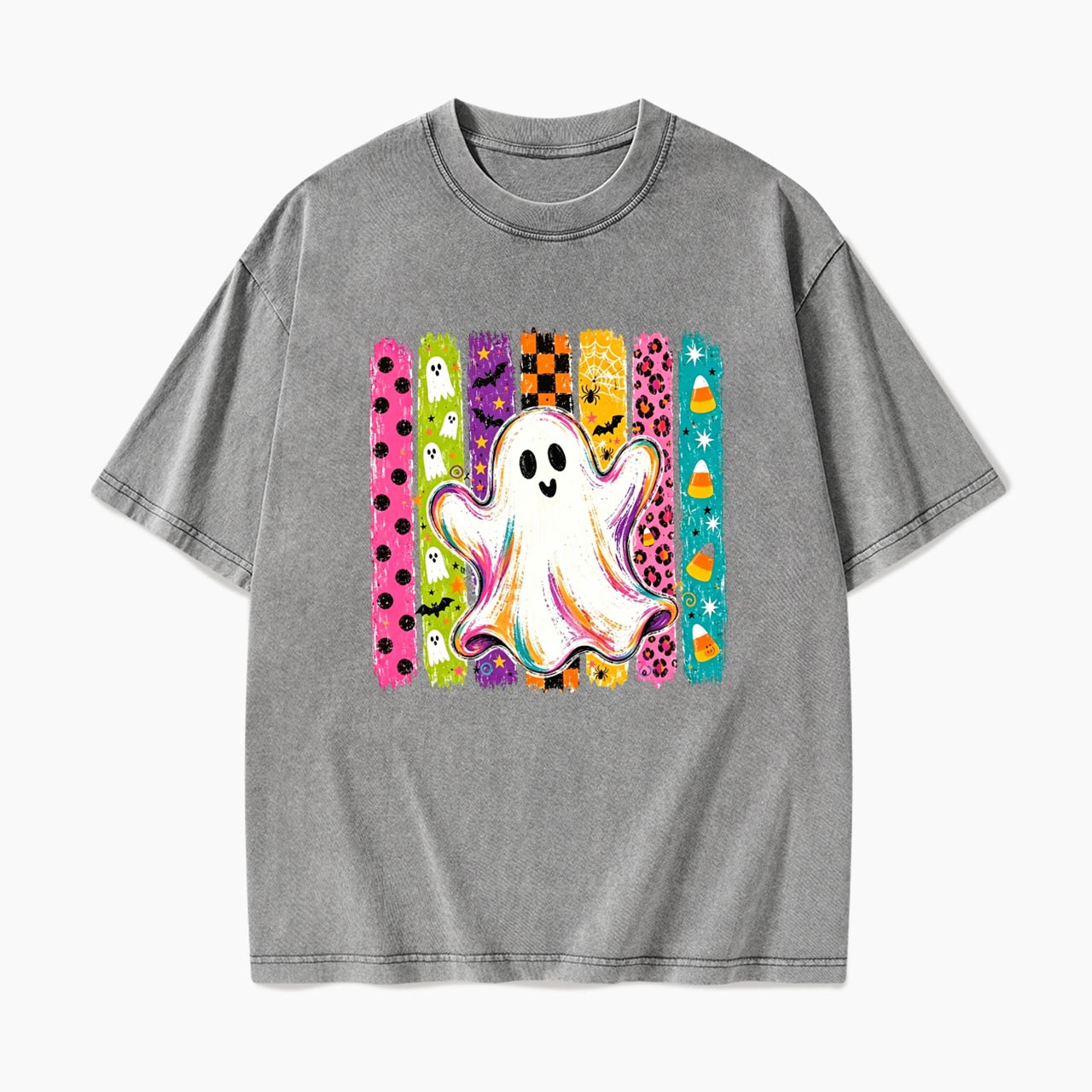 Rainbow Ghost Halloween Washed Tees