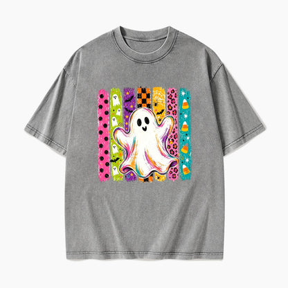 Rainbow Ghost Halloween Washed Tees