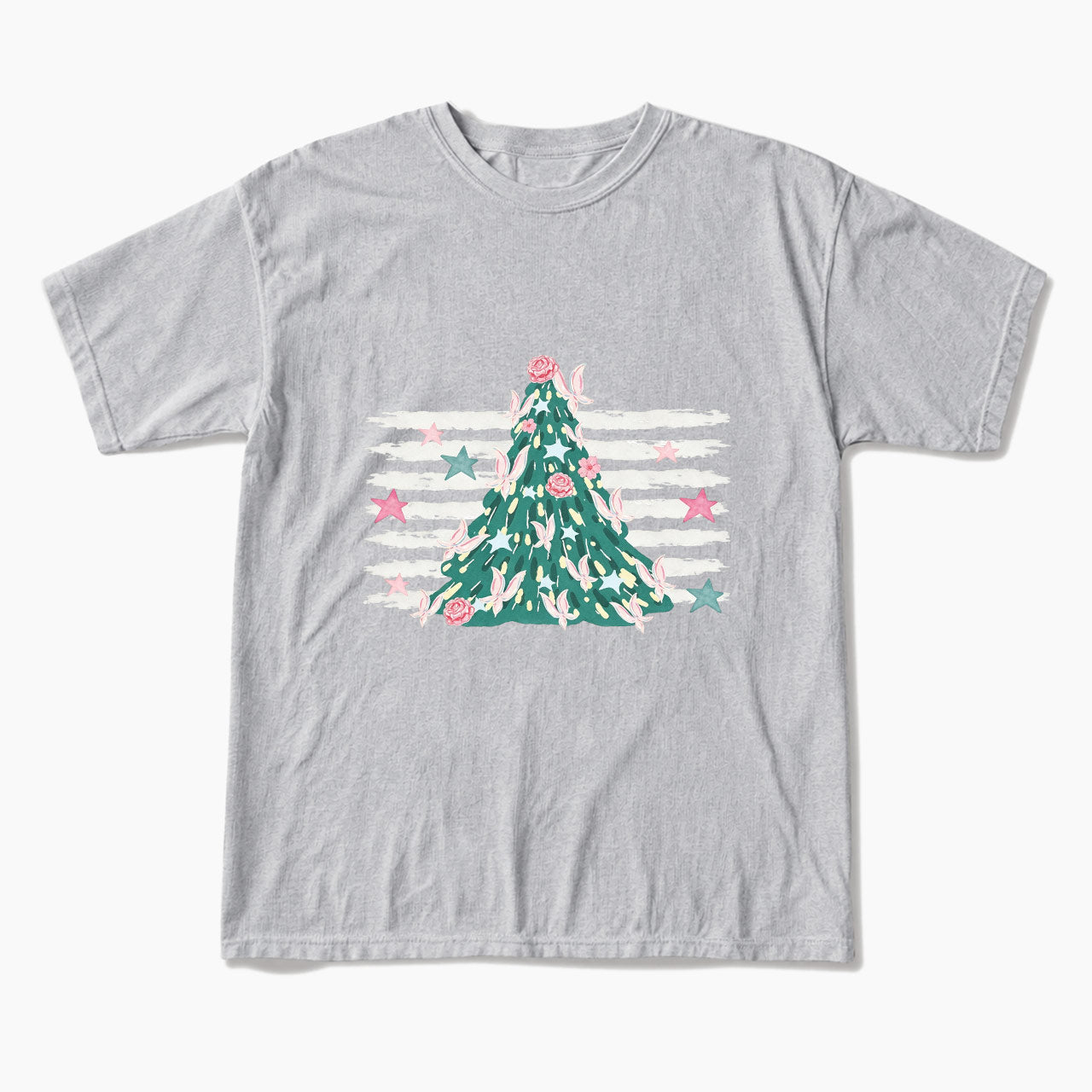 Pink Striped Christmas Tree Christmas T Shirts