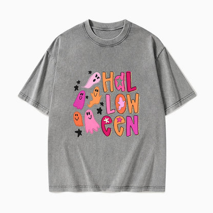 Ghost Doodle Halloween Washed Tees