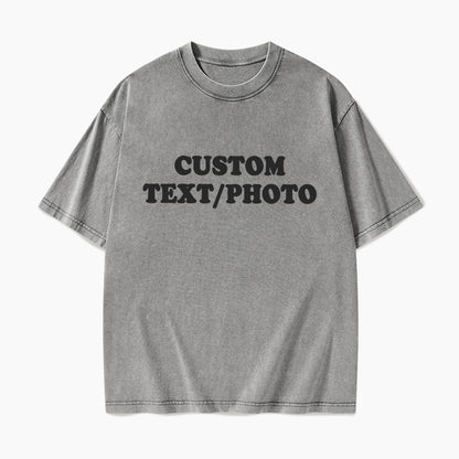 Custom Personalized Text Photo Washed Tees Jellypine