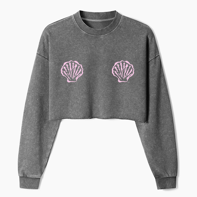 Sunny Seashell Crop Washed Sweatshirts