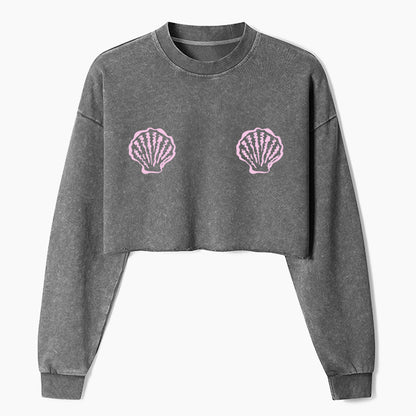 Sunny Seashell Crop Washed Sweatshirts