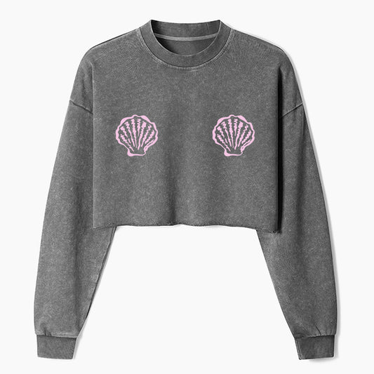 Sunny Seashell Crop Washed Sweatshirts