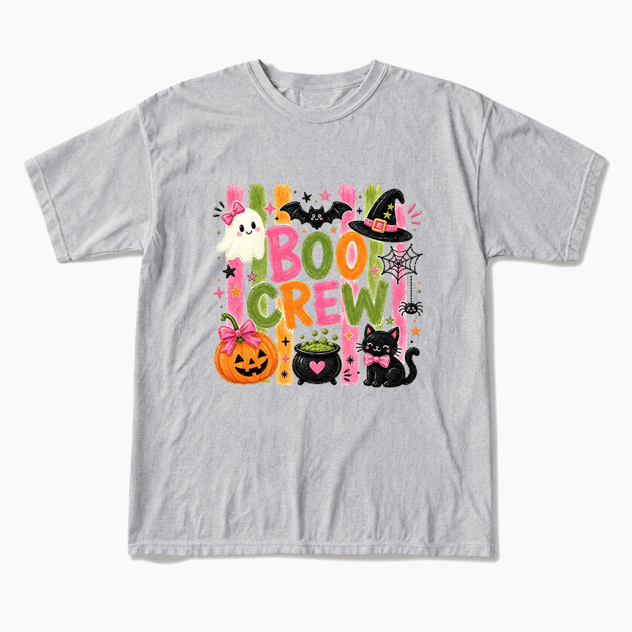 Striped Boo Crew Halloween T Shirts
