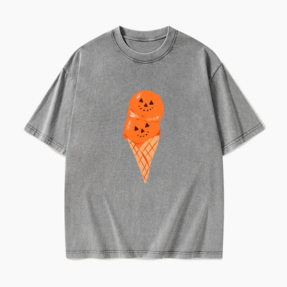 Pumpkin Spice Ice Cream Halloween Washed Tees