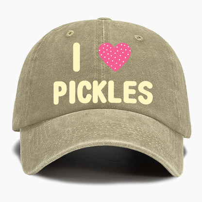 I Love Pickles Washed Baseball Cap