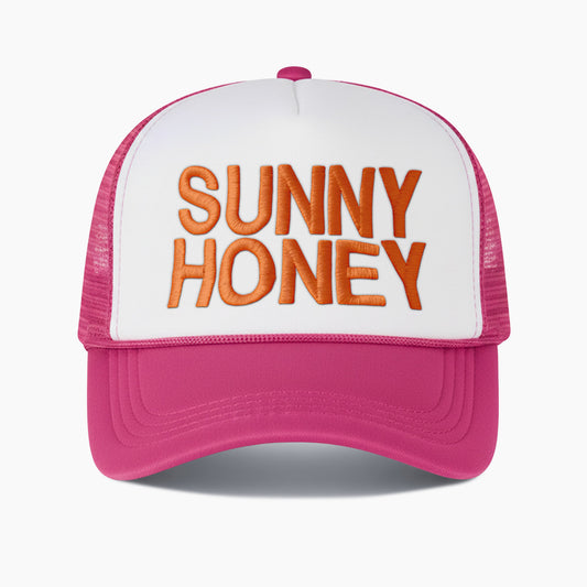 Embroidered Sunny Honey Colorblock Trucker Hat