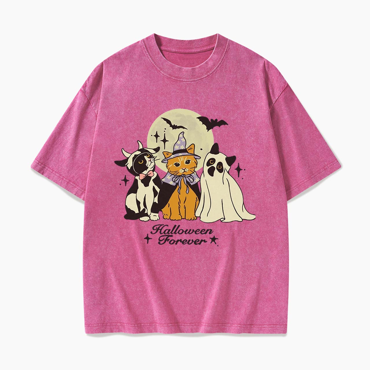 Cute Cats Costume Pumpkin Halloween Washed Tees