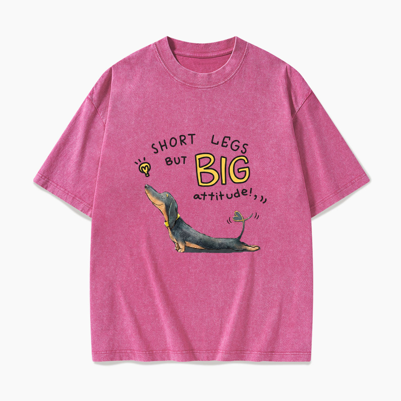 Short Legs But Big Attitude Wiener Dog Washed Tees